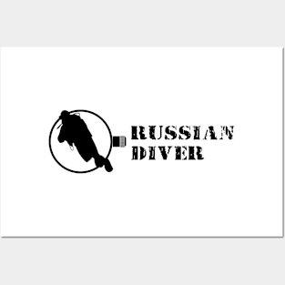 Russian diver black Posters and Art